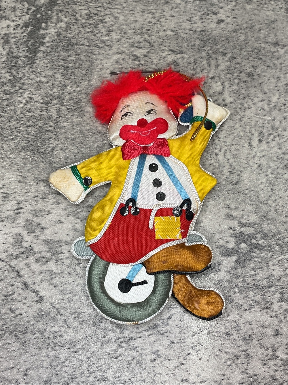 vintage fabric clow Christmas ornament